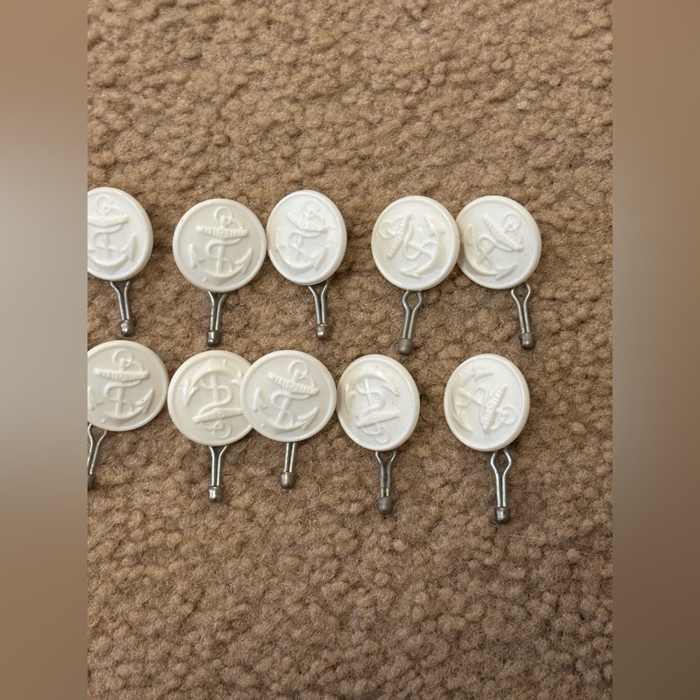 White Vintage Anchor Button With Shank Acrylic Lot Of 14 - Picture 3 of 12